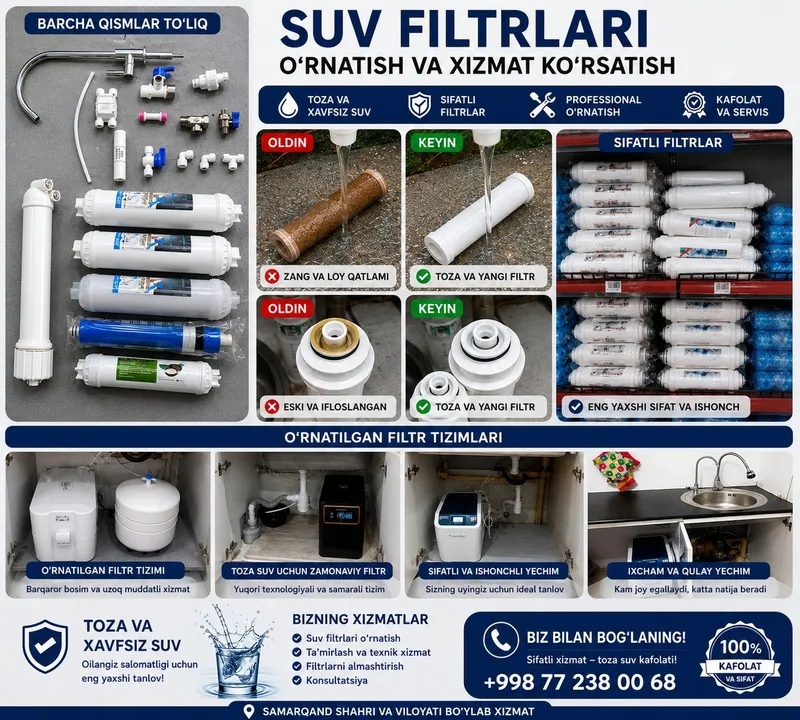 Suv filtrlari o‘rnatish va ta'mirlash | Samarqand 2 Suv filtrlari o‘rnatish va ta'mirlash | Samarqand 2