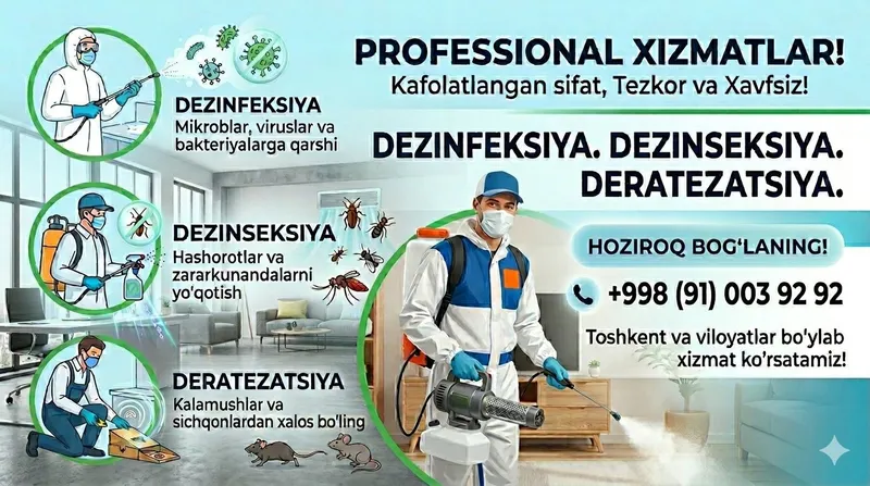 Уничтожение клопов, тараканов и скорпионов. Профессионально дезинфекци