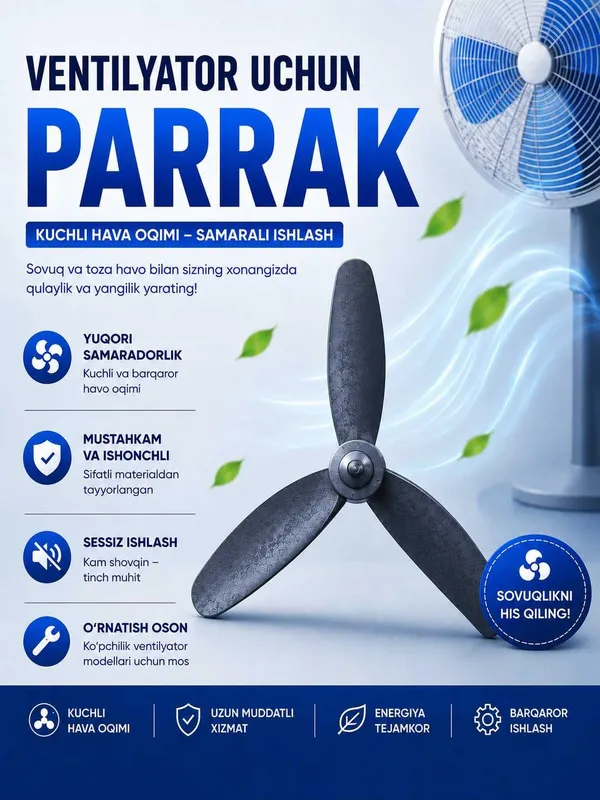 Ventilyator uchun parrak,550-650 modellar uchun mos o'rnatish oson