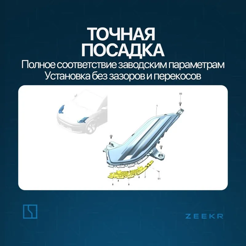 Брикет фары передний туманки для Zeekr 001 / zeekr zapchast — фото 2