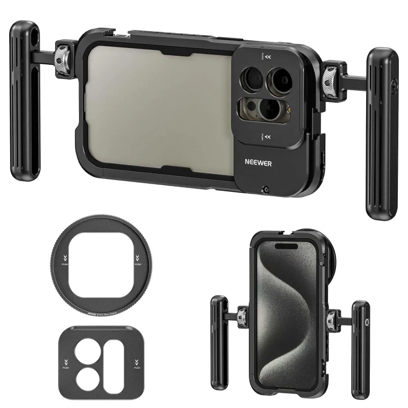 NEEWER Phone Cage for iPhone 15 Pro with Dual Handles