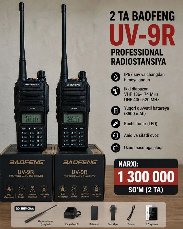 2 ta Baofeng UV-9R radiostansiy