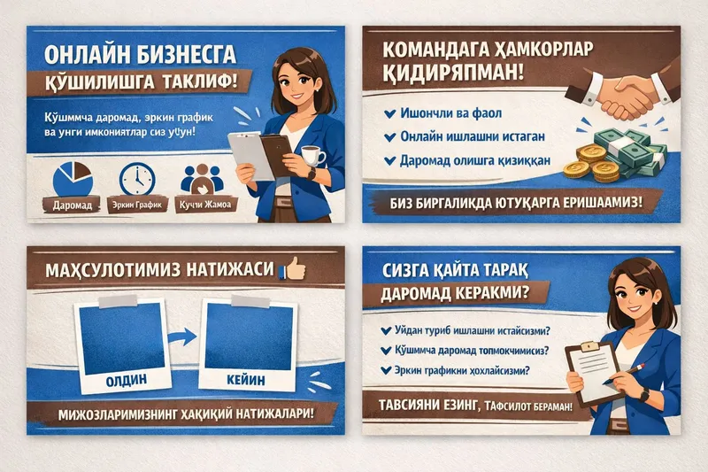 Салом! Мен онлайн бизнес Билан шугулланаяпман,