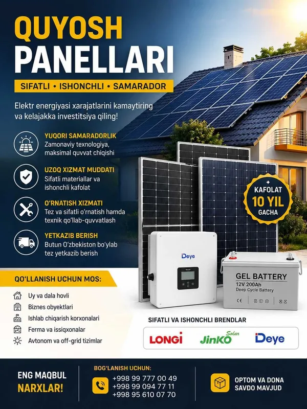 Quyosh panelIari – sifat va ishonch