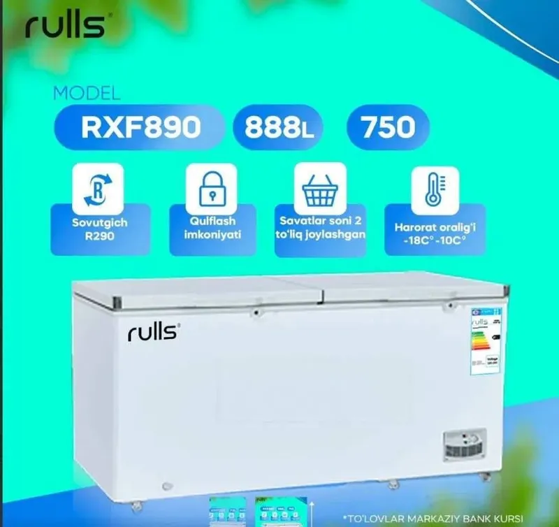 Морозильник камера Rulls sandiqli 718L 888L 1088L Invertor Mator 2