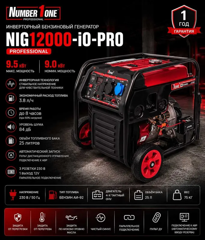 Generator Invertor NIG12000-iO-PRO 9 KW Инверторный бензин генератор 1