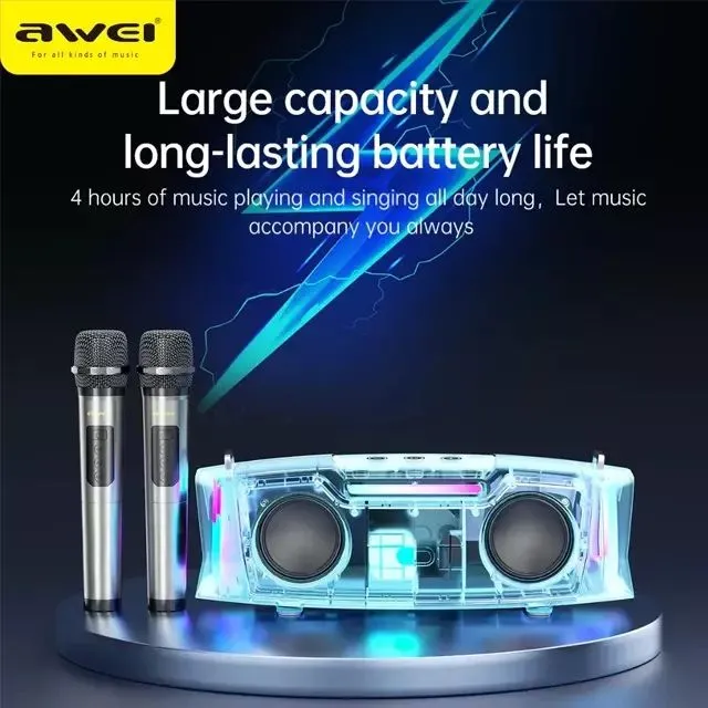 Караоке колонка Awei KT28 30 Вт, Bluetooth, RGB-подсветка, 2 микрофона 4