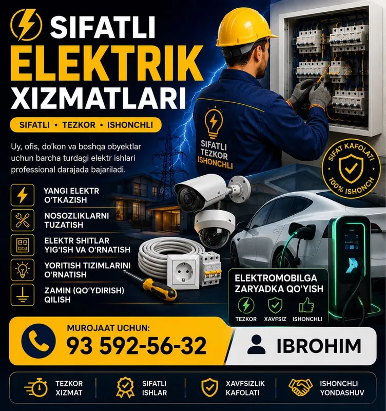 Elektrik xizmatlari sifatli tezkor ishonchli 1 Elektrik xizmatlari sifatli tezkor ishonchli 1