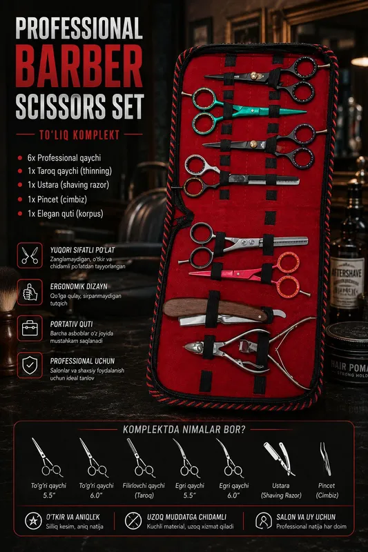 Профессиональный набор парикмахерских ножниц