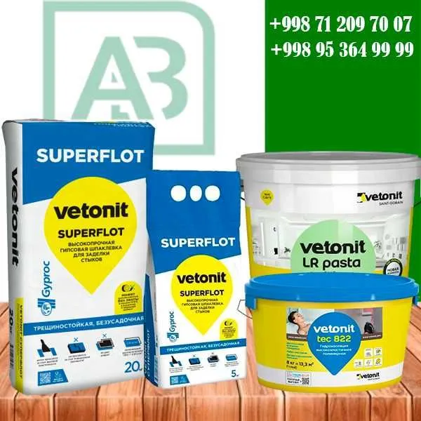 VETONIT SuperFlot, Plitka Kley,Nalivnoy pol,Gidroizolyatsiya,Шпаклевка