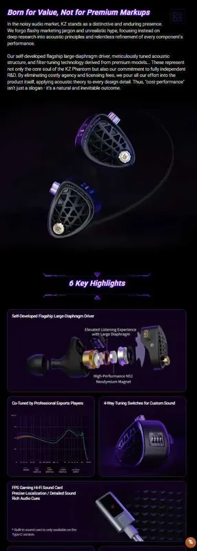 Новые запечатанные проводные наушники для киберспорта KZ Phantom Hi-Fi — фото 2