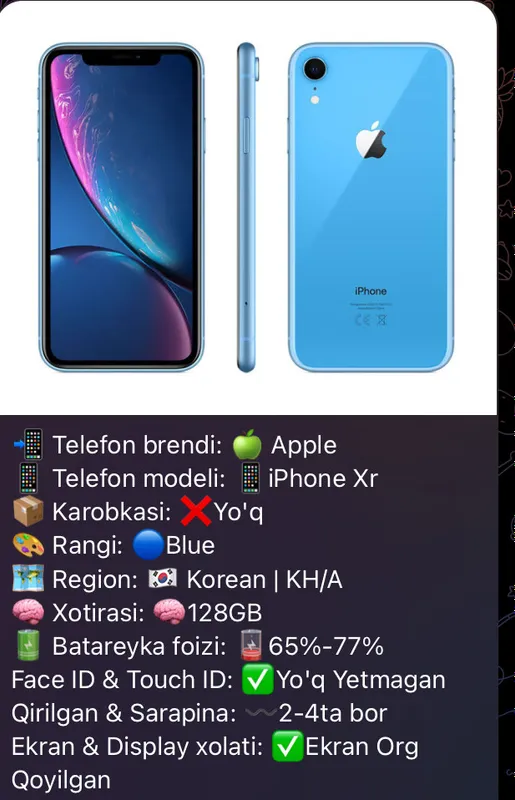Iphonexrekrandaqoradogborkichkinazararsiz:110$