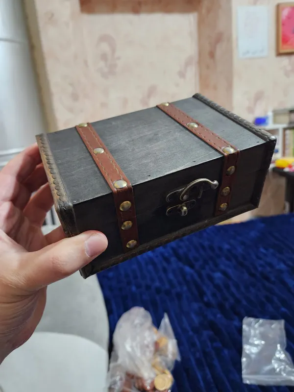 Винтажная деревянная шкатулка с замком, антикварная шкатулка для украш — фото 2