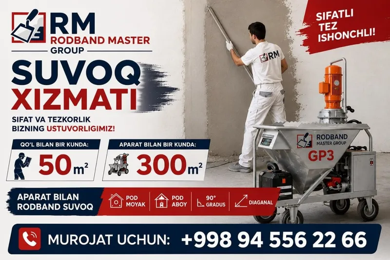 Rodban suvoq xizmati. Shtukaturka tez sifatli hamyonbop