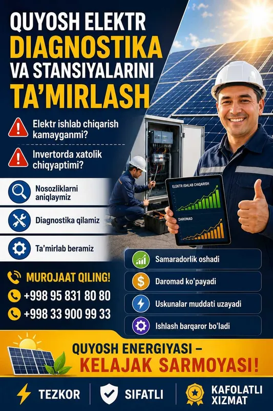 Quyosh paneli stansiyalariga servis va ta'mirlash xizmatlari — фото 6