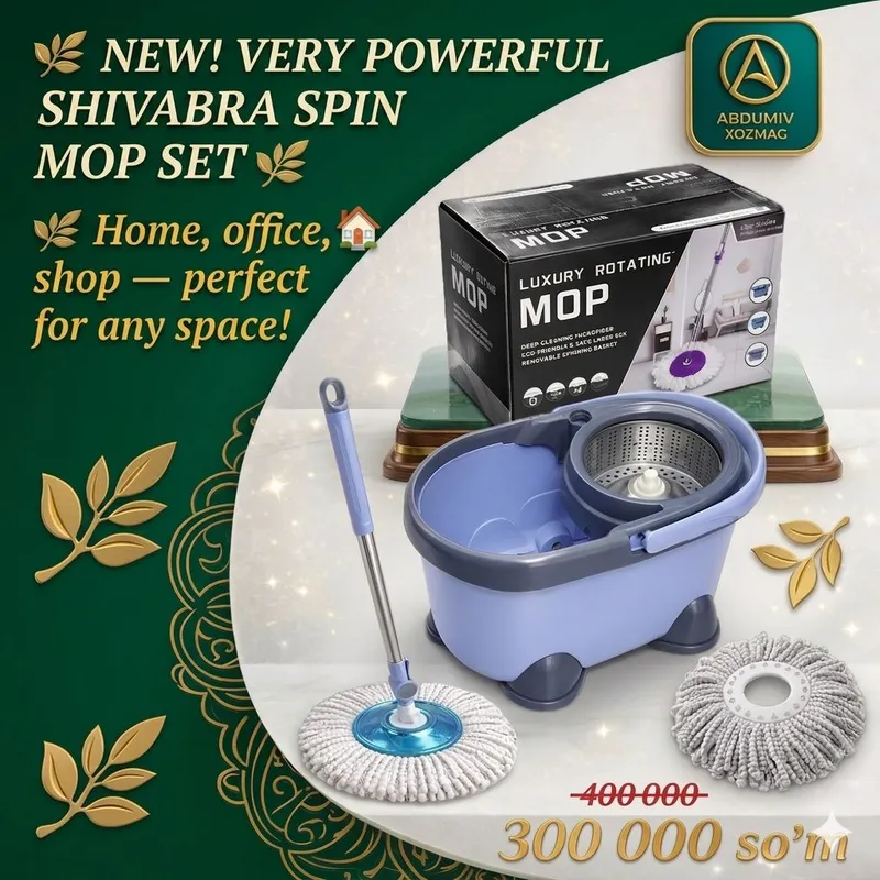 Набор SPIN MOP: швабра с ведром ABDUMIV XOZMAG 3 Набор SPIN MOP: швабра с ведром ABDUMIV XOZMAG 3