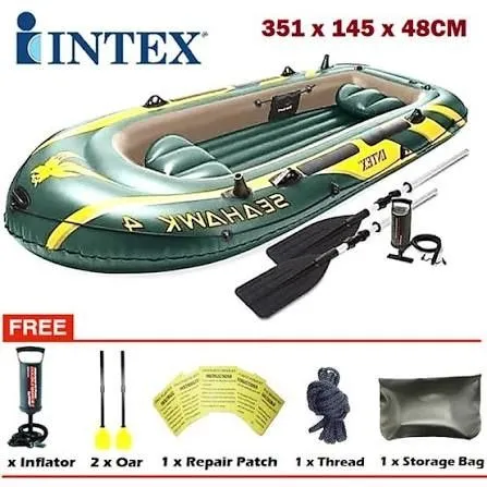 INTEX 68351 Seahawk 4 — 4-местная надувная лодка с вёслами и насосом