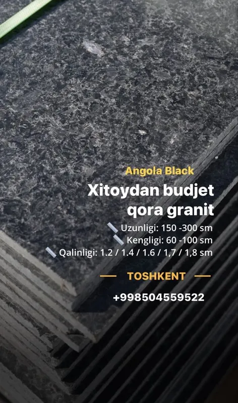 Китайский Черный гранит Ангола блэк. Qora Angola black/boyalmagan