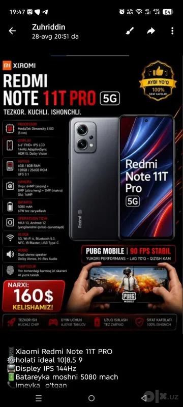 Xiomi 11T pro holati zur uzim ishlatganman 1 Xiomi 11T pro holati zur uzim ishlatganman 1
