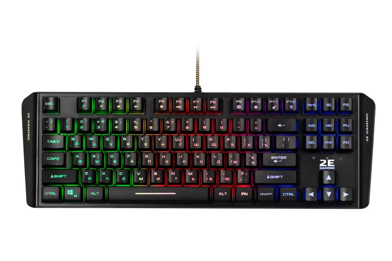 Игровая проводная мембранная клавиатура 2E Gaming KG355 LED, 87 клавиш, USB Black — фото 1 Игровая проводная мембранная клавиатура 2E Gaming KG355 LED, 87 клавиш, USB Black — фото 1