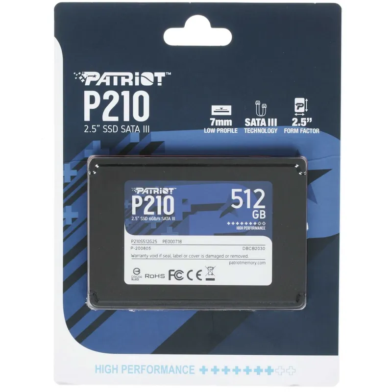 - Твердотельный накопитель SSD 512GB Patriot P210 / P220 2.5" SATA III 4