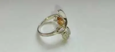 Колечко серебряное с натуральным огранённым камнем ЦИТРИН, разм.16.