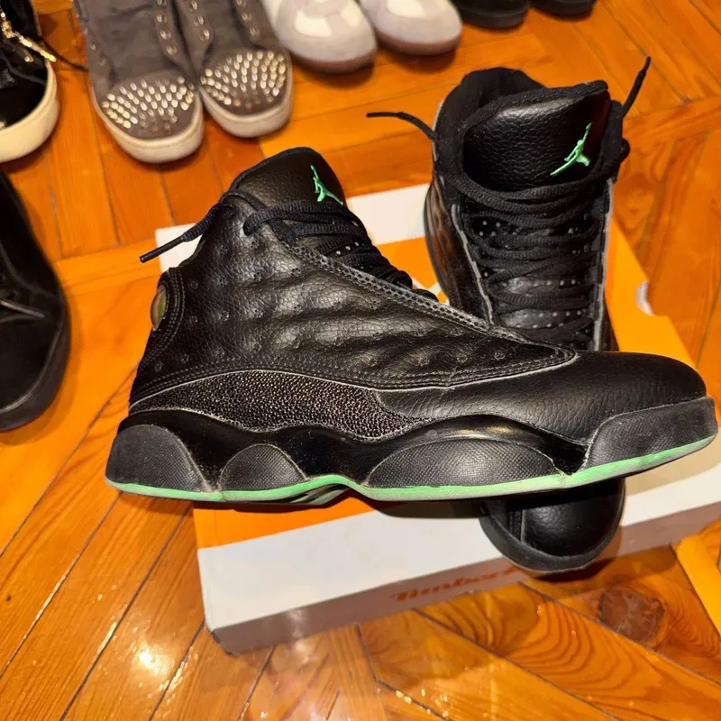 Air Jordan 13 Retro (Black Cat/Green) — фото 1