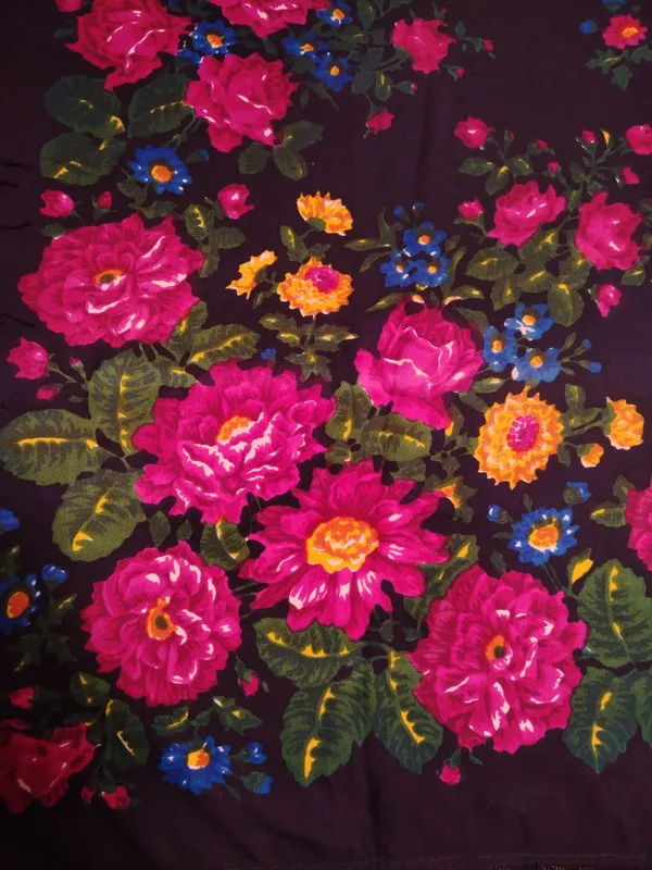Винтажный, большой платок, 155×155см, шерсть.