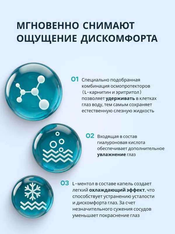 Капли глазные RELINS увлажняющие с L-карнитином и L-ментолом, 10 мл. 3 Капли глазные RELINS увлажняющие с L-карнитином и L-ментолом, 10 мл. 3
