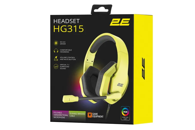 }Гарнитура 2E GAMING HG315 RGB USB 7.1 Yellow — фото 4