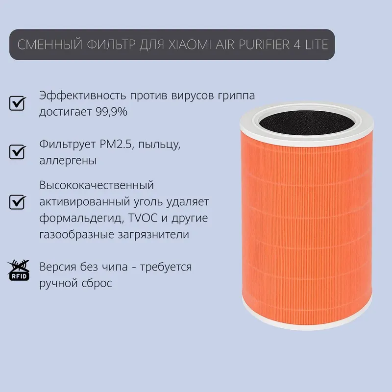 Фильтр Xiaomi Air Purifier 4 Pro Параметры: •Антибактериаль 3