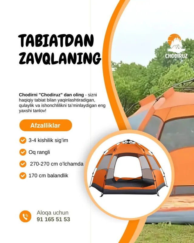 Chodir ijara 100.000 so'm I Палатка на прокат 100.000 so'm 2 Chodir ijara 100.000 so'm I Палатка на прокат 100.000 so'm 2
