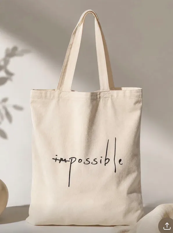 Шоппер холщовый «impossible»/Сумка-тоут с принтом
