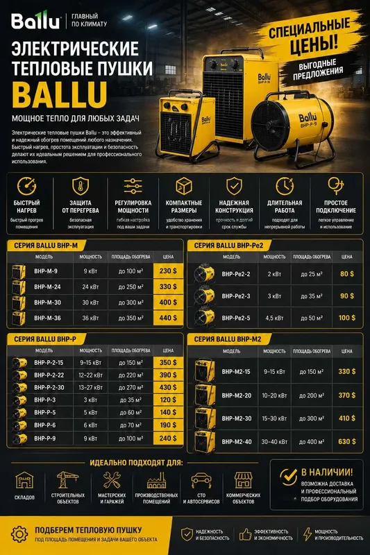 Электрические тепловые пушки Ballu 4 Электрические тепловые пушки Ballu 4