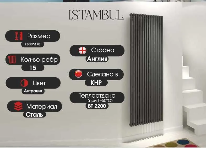 Вертикальный радиатор ZUM ISTAMBUL vertikalniy radiator ДИЗАЙНЕРСКИЙ