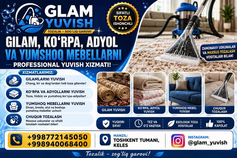 gilam yuvish toshken boylab