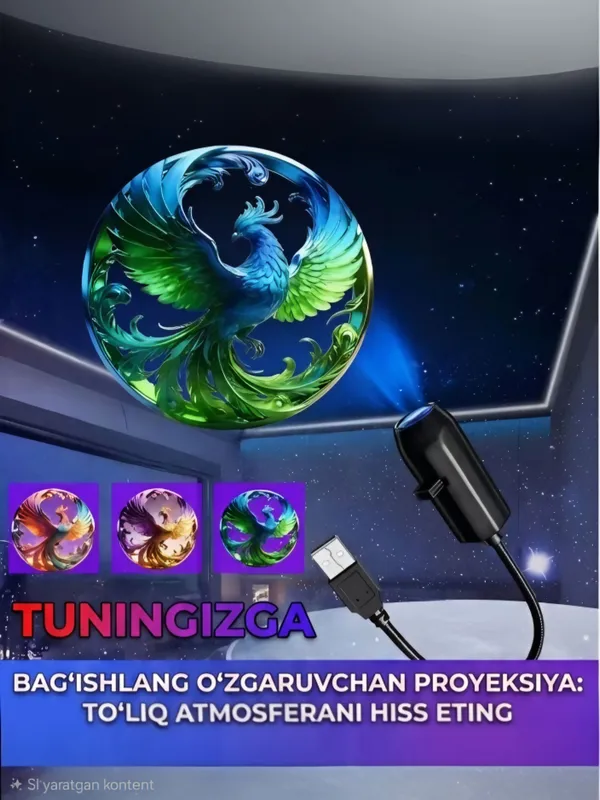 Yulduzli osmon proyektori, xona uchun tungi chiroq — фото 4