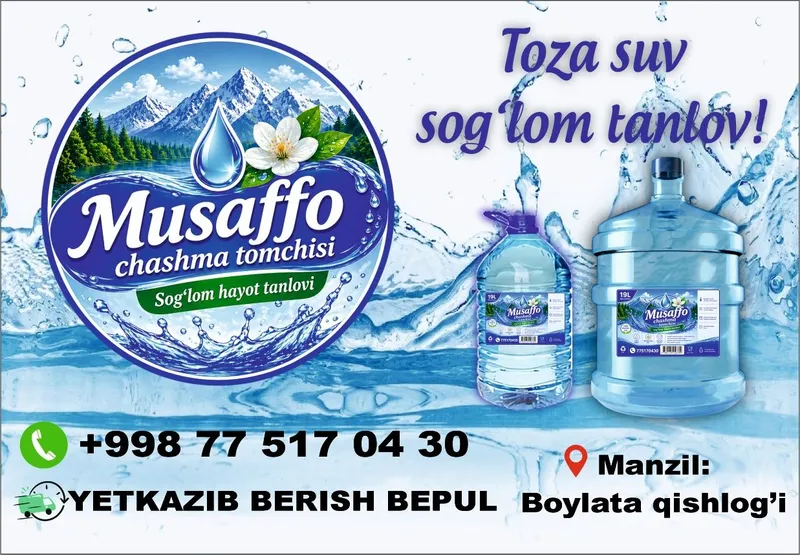 Musaffo chashma tomchisi. Sogʻlom hayot tanlovi. 19 letrlik 100% toza