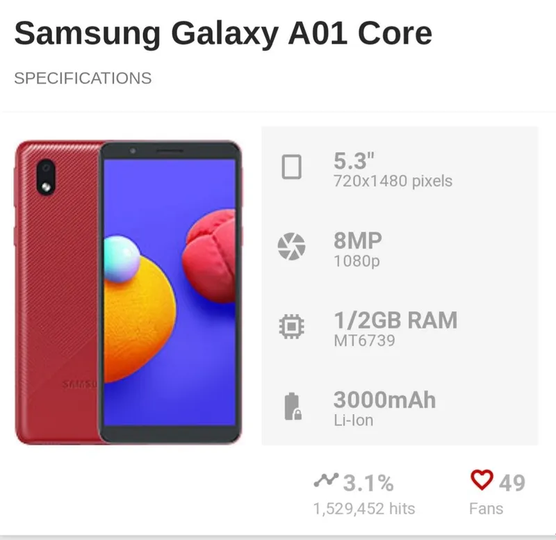 Tel sotiladi Samsung Galaxy A01 core Dual sim — фото 4