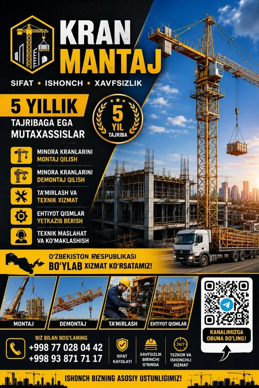 Kran mantaj qurilish kranlarni mantaj qilamiz 1