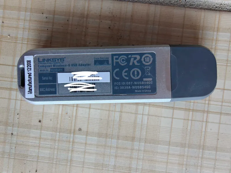Продаётся USB Wi-Fi адаптер Linksys Cisco Модель WUSB54GC.