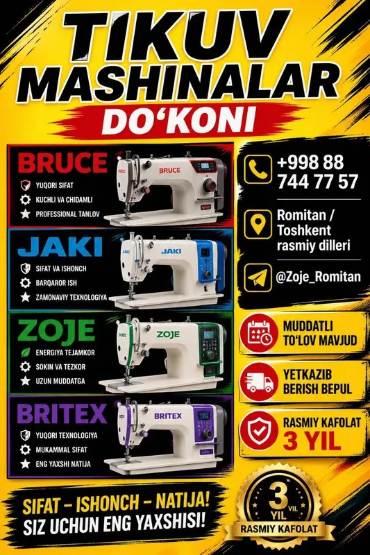 Tikuv mashinalari doʻkoni barcha turdagi mashinkalar bor 6