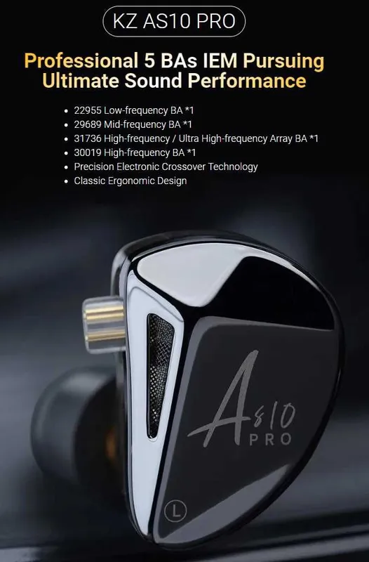 Новые запечатанные проводные наушники KZ AS10 Pro Hi-Fi 10BA