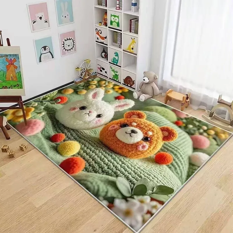 Коврик детский игровой с 3D рисунком Зайчик и Мишк — фото 2
