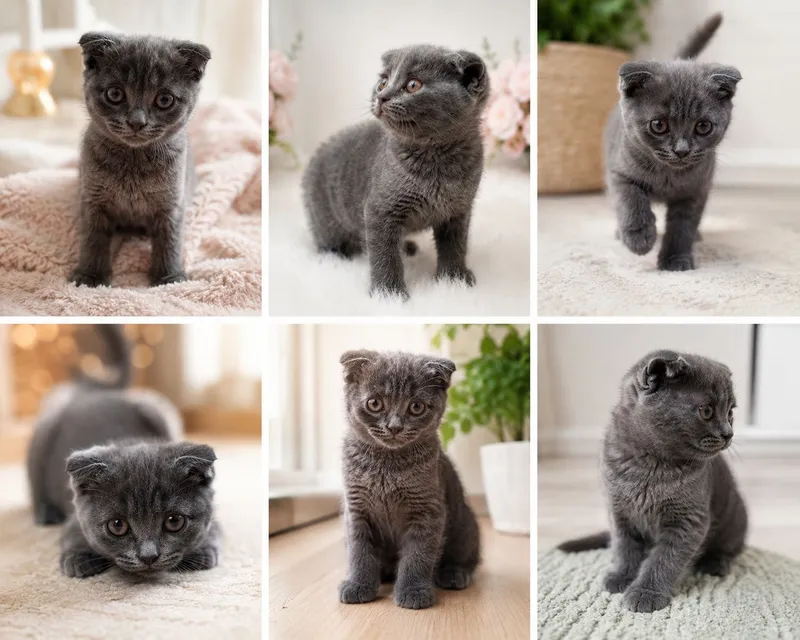 Шотландский вислоухий котенок (Scottish Fold), серый окрас 1 Шотландский вислоухий котенок (Scottish Fold), серый окрас 1