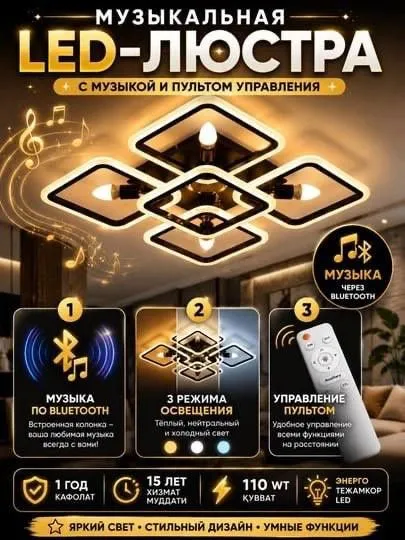 Современная музыкальная светодиодная люстра 5 Современная музыкальная светодиодная люстра 5