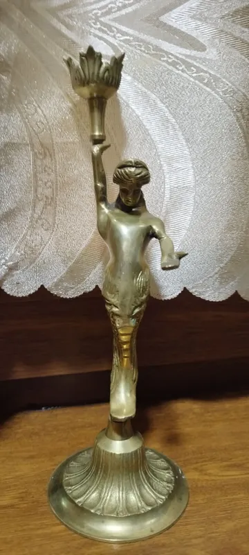 Бронзовый винтажный подсвечник русалка
