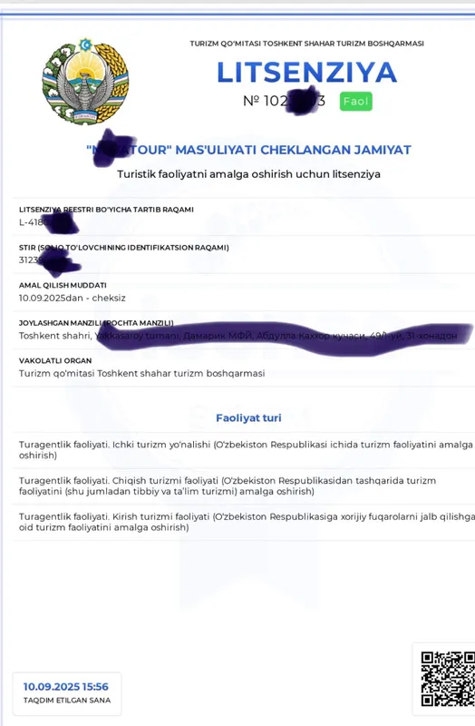 Tur firma sotiladi Tur firma sotiladi