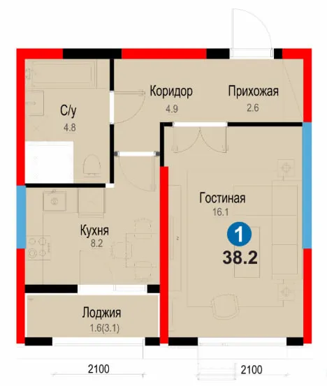 Фаргона йули |2комн-39,96м2| Ипотека ,рассрочка — фото 6