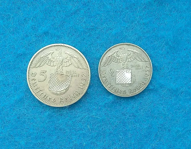 монеты серебро Германия 5марок и 2 марки 1937г. 2
